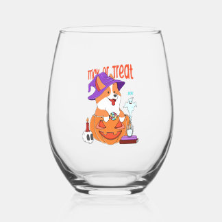 Corgi Halloween Wijnglas Zonder Voet