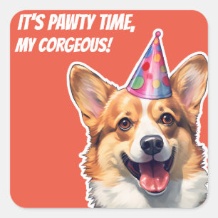 Corgi Het is Verjaardagsfeest tijd mijn corgeous Vierkante Sticker