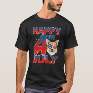 Corgi Hond Amerikaanse Vlag Bril Gelukkig 4 Juli T-shirt