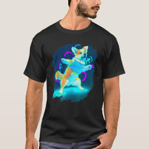 Corgi-hond die retro breakdancing danst danzer t-shirt