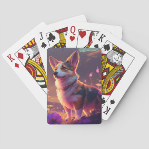 Corgi Hond Dier Portret Schilderij Pet Karakter Pokerkaarten