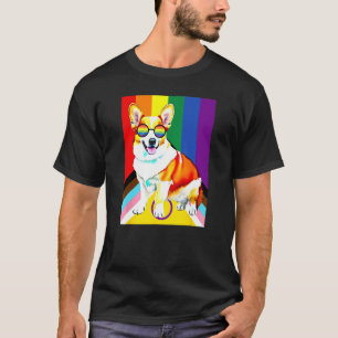 Corgi Hond Gay Pride LGBTQ Regenboogvlag en Zonneb T-shirt