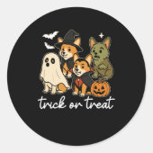 Corgi Hond Halloween Kostuum Spooky Ronde Sticker (Voorkant)