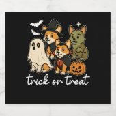 Corgi Hond Halloween Kostuum Spooky Sparkling Wijnetiket (Enkel label)