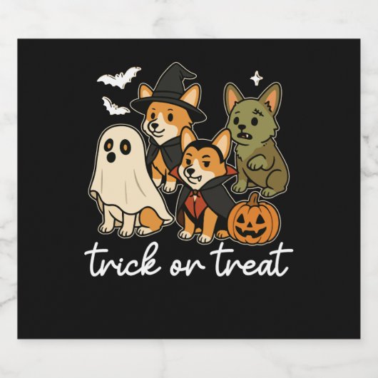Corgi Hond Halloween Kostuum Spooky Sparkling Wijnetiket (Enkel label)