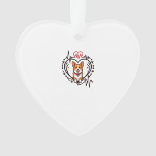 Corgi Hond Hart Hartslag Ekg Strikdas Pootjes Ornament