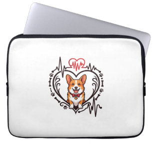 Corgi Hond Hart Hartslag Ekg Vlinderdas Pootjes Laptop Sleeve