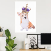 Corgi-hond in de kroon poster (Thuiskantoor)