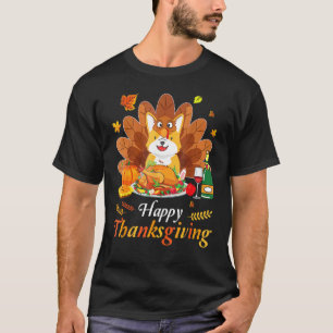 Corgi Hond Kalkoen Kostuum Wijn Taart Pompoen Gelu T-shirt