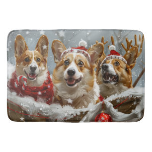 Corgi Hond Kerstfeest Badmat