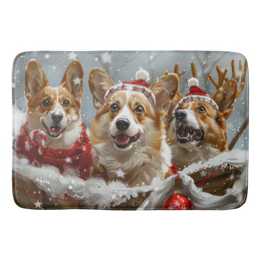 Corgi Hond Kerstfeest Badmat (Voorkant)