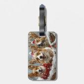 Corgi Hond Kerstfeest Bagagelabel (Achterkant verticaal)