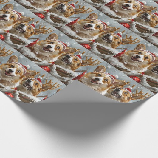 Corgi Hond Kerstfeest Cadeaupapier (Hoek)