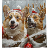 Corgi Hond Kerstfeest Douchegordijn (Voorkant)