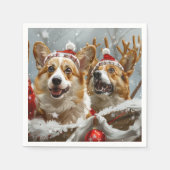 Corgi Hond Kerstfeest Servet (Voorkant)