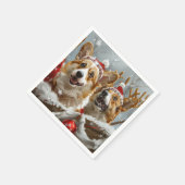 Corgi Hond Kerstfeest Servet (Hoek)