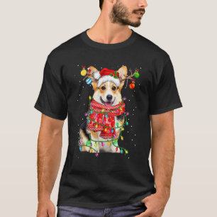 Corgi hond kerstman hoed Kerstmis Xmas lichten 1 T-shirt