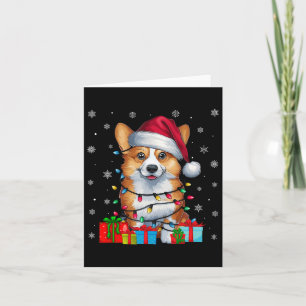 Corgi-hond lelijke kerstlichtjes kerstmuts Corgi-h Kaart
