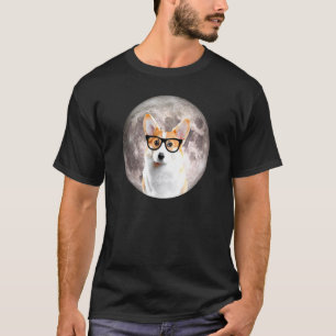 Corgi Hond Maan Nerd Hipster Bril Schattig Dier T-shirt