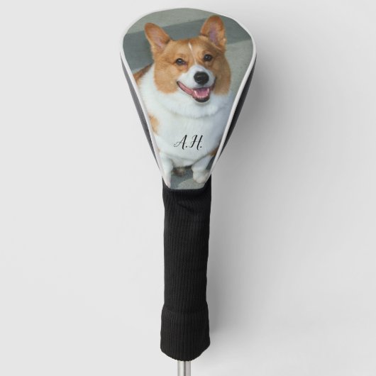 Corgi-hond monogrammed golfheadcover (Voorkant)