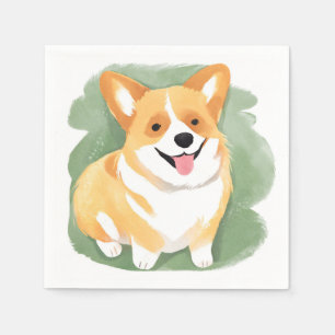 Corgi Hond Mooie Hondenras Waterverf Servet