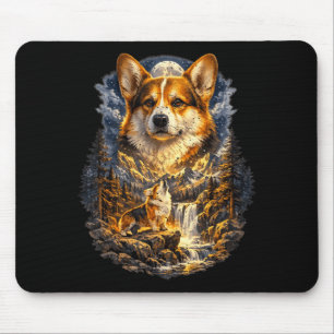 Corgi Hond Natuur Huilend naar de Maan Vintage Muismat