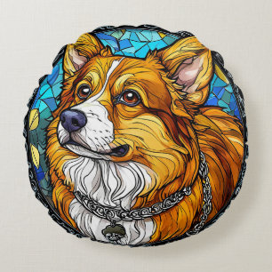 Corgi Hond Portret Rond Kussen