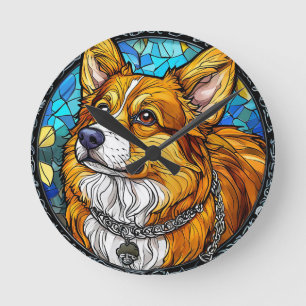 Corgi Hond Portret Ronde Klok
