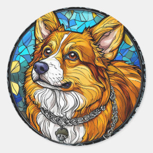 Corgi Hond Portret Ronde Sticker
