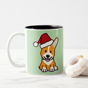 Corgi hond puppy Pembroke Welsh Kerstmis Kerstman Tweekleurige Koffiemok