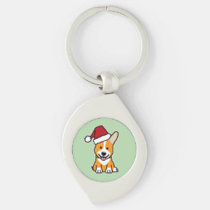Corgi hond puppy Pembroke Welsh Kerstmis Kerstmuts Sleutelhanger
