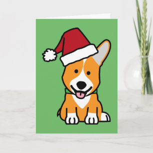 Corgi hond puppy Pembroke Welsh Kerstmis Santa hoe Feestdagen Kaart