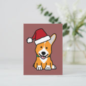 Corgi hond puppy Pembroke Welsh Kerstmis Santa hoe Feestdagenkaart (Staand voorkant)