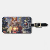 Corgi Hond Rijden Motorfiets Kerstmis Bagagelabel (Voorkant horizontaal)