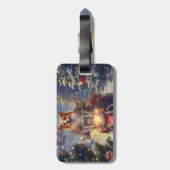 Corgi Hond Rijden Motorfiets Kerstmis Bagagelabel (Achterkant verticaal)