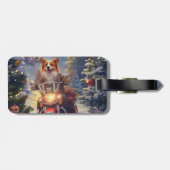 Corgi Hond Rijden Motorfiets Kerstmis Bagagelabel (Achterkant horizontaal)