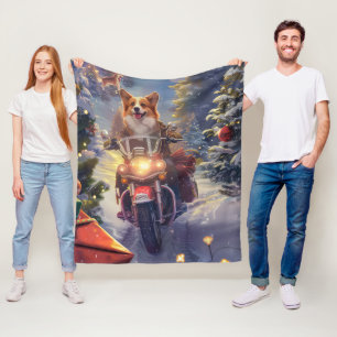 Corgi Hond Rijden Motorfiets Kerstmis Fleece Deken