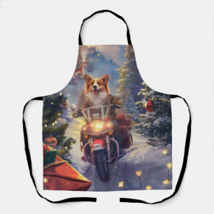Corgi Hond Rijden Motorfiets Kerstmis Schort
