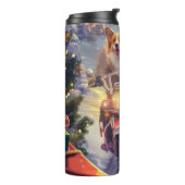 Corgi Hond Rijden Motorfiets Kerstmis Thermosbeker (Gedraaid links)