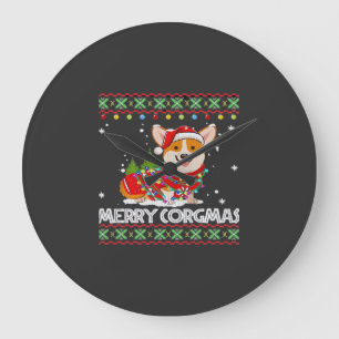 Corgi Hond Vrolijk Corgmas Kerstman Corgi Lelijk K Grote Klok