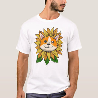 Corgi Hond Zonnebloem T-shirt