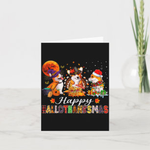 Corgi Honden Halloween Thanksgiving Kerstmis Hallo Kaart