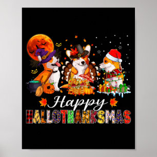 Corgi Honden Halloween Thanksgiving Kerstmis Hallo Poster
