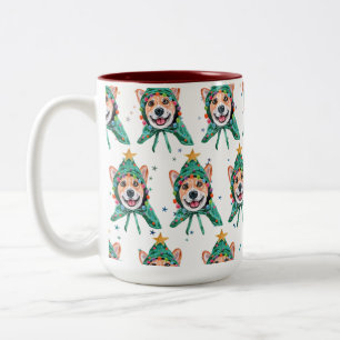 Corgi-hondenras Kerstmis Tweekleurige Koffiemok