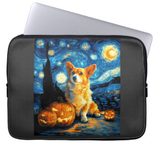 Corgi-hondliefhebbers Schilderij van gogh sterrenh Laptop Sleeve