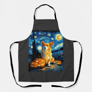 Corgi-hondliefhebbers Schilderij van gogh sterrenh Schort