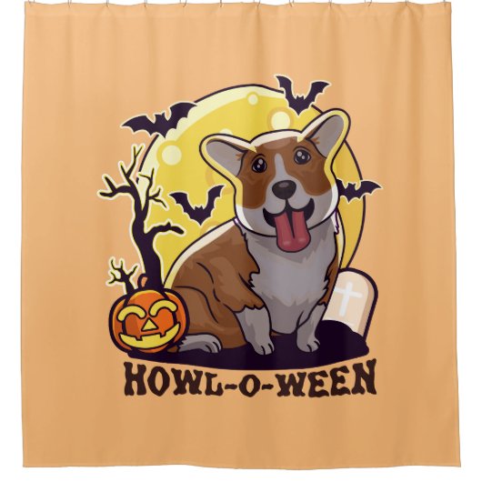 Corgi Howl-O-Ween Douchegordijn (Voorkant)