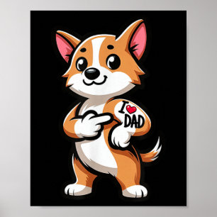 Corgi I Love Dad Funny Dog Tattoo _1 Poster