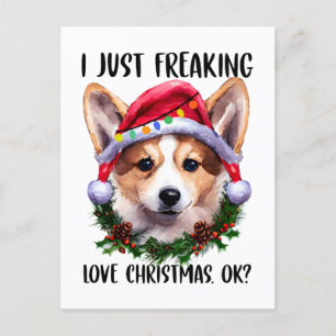 Corgi ik ben gewoon dol op kerstfeestjes. briefkaart