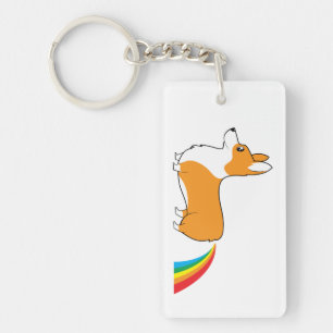 Corgi-illustratie regenboogpoep sleutelhanger